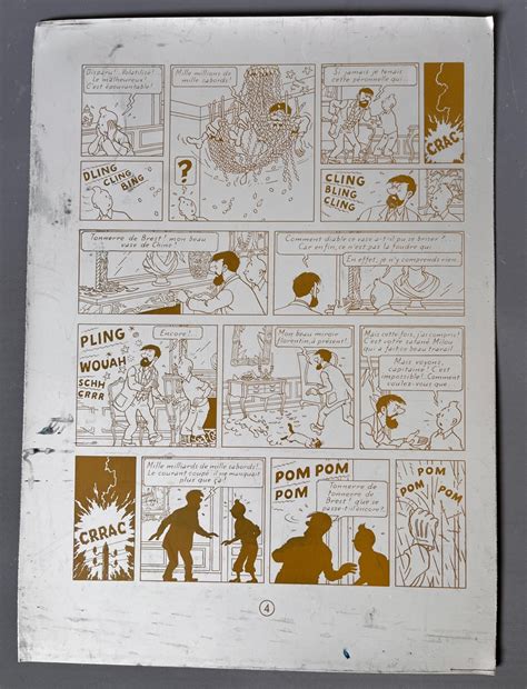 Hergé Tintin L Affaire Tournesol plaque d imprimerie d époque