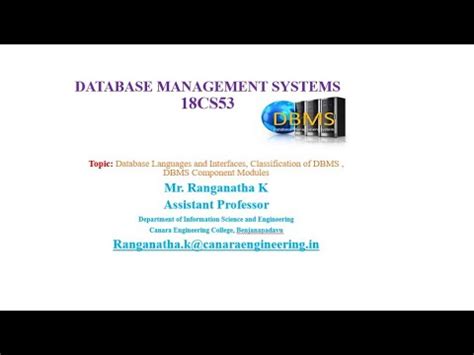 VTU DBMS 18CS53 M1 L4 Database Languages And Interfaces Classification