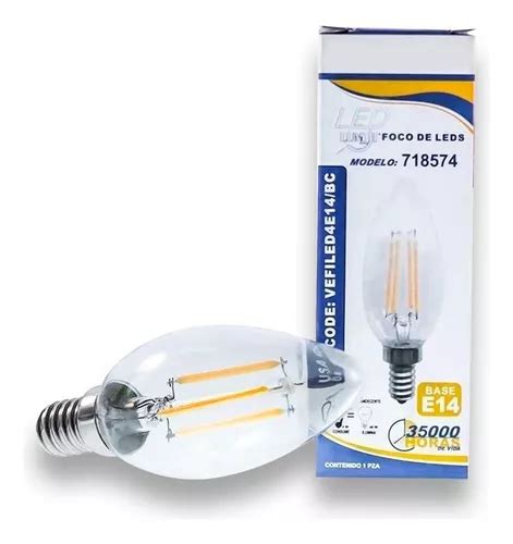 Foco Led Tipo Vela E14 Candil 4w Vefiled4e14 10 Pz Color De La Luz