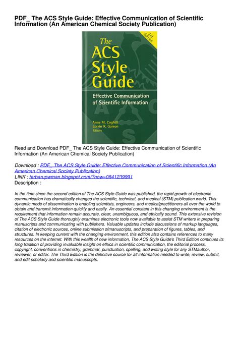 Pdf The Acs Style Guide Effective Communication Of Scientific