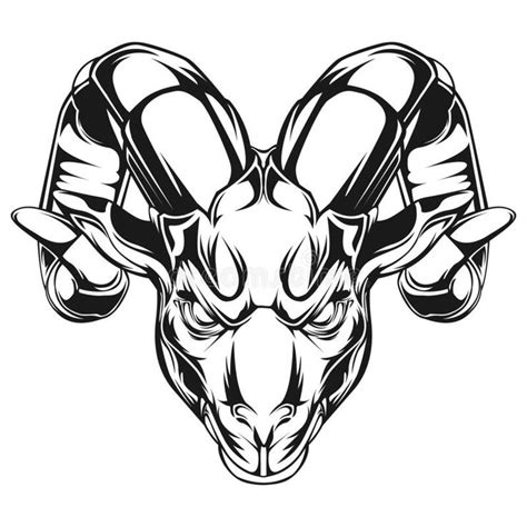 Goat Head Vector Illustration Vector Design Angry Goat Black Andwhite Royalty Free Stock