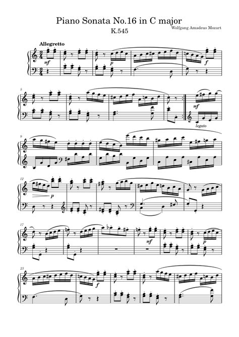 Piano Sonata No 16 In C Major K 545 3rd Movement Wolfgang Amadeus