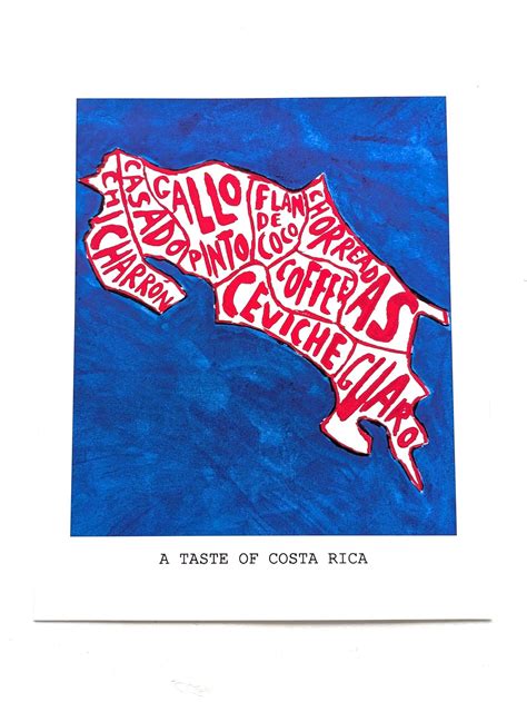 Map of Costa Rica food, 8in x 10in print – The Wee Shed