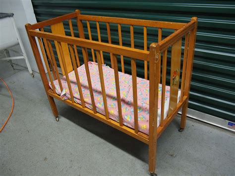 Antique Wood Doll Crib W Mattress Bodnarus Auctioneering