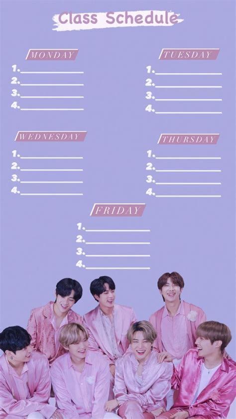 23 Template Jadwal Pelajaran Aesthetic Bts In 2021 D5F Study