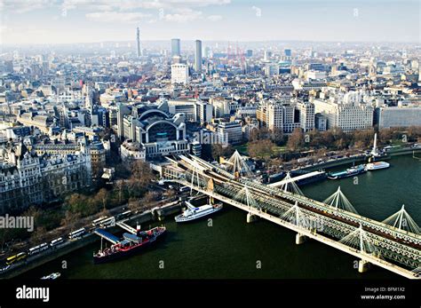 Hungerford bridge seen from London Eye in England Stock Photo - Alamy