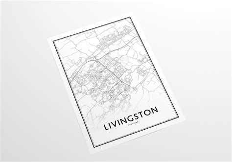 Livingston Scotland Map Print Livingston Map Art Livingston | Etsy