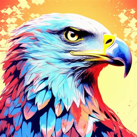 Colorful Hyper Realistic Pop Art Fusion The Cool Eagle Stock