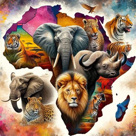 Animals on Africa map