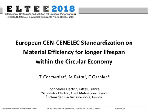 Pdf European Cen Cenelec Standardization On Material Efficiency For