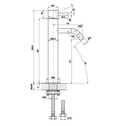 Just Taps Plus Florence Tall Single Lever Basin Mixer