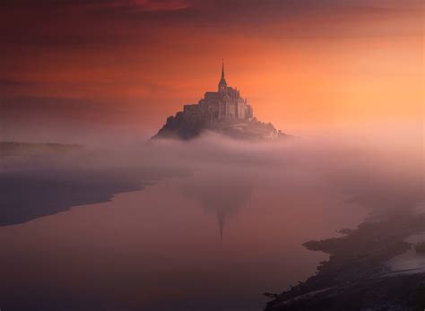 Religious Mont Saint Michel Fog France Hd Wallpaper Peakpx