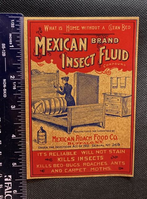 Mexican Brand Insect Fluid Vintage Bottle Labels Roach Food Buffalo Ny