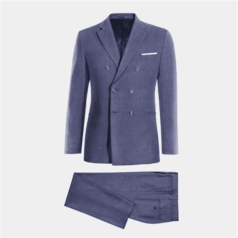 Blue Linen Double Breasted Suit