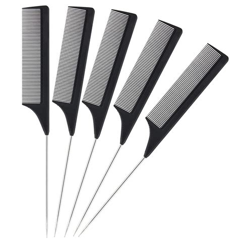 5 Packs Professional Heat Resistant Pintail Comb For Parting Hair Barber Styling