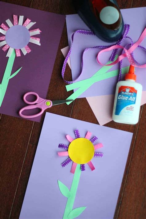 Colorful Ribbon Flower Craft for Kids - Toddler Approved