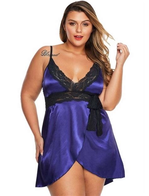 Buy Lime Flare Sexy Plus Size Luxury Satin Lingerie Silk Babydoll Dress