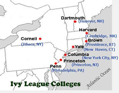 Ivy League Locations On A Map