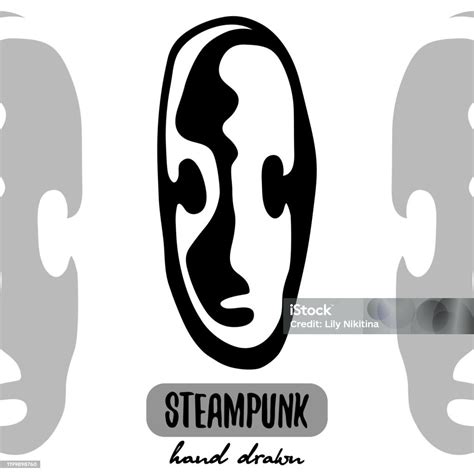 Steampunk Mask Outline Vector Illustration Hand Drawing Stock