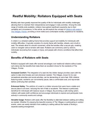 PPT Rollators With Seats Why They Re Great For Seniors PowerPoint