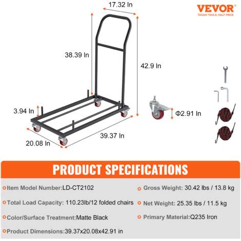 Vevor Chariot De Chaise Pliante Chariot Commercial En Fer Capacite