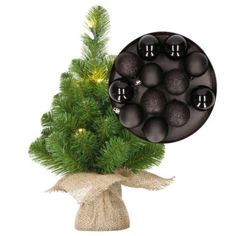 Mini Kerstboomkunstboom Met Verlichting 45 Cm En Inclusief Kerstballen