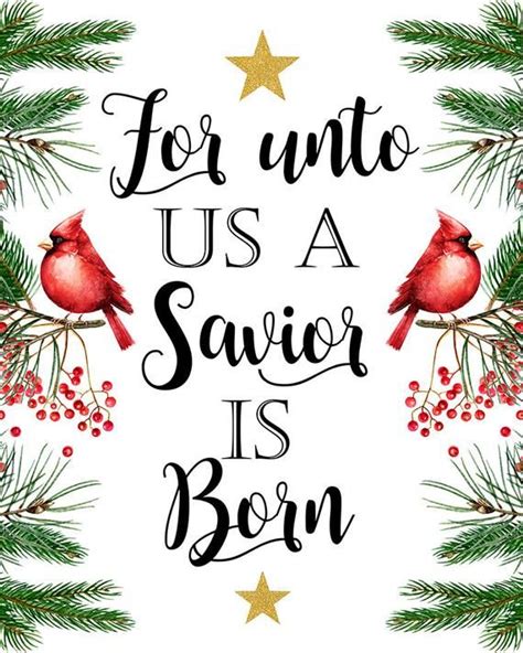 Unto Us A Savior Is Born Luke Christian Christmas Art Printable