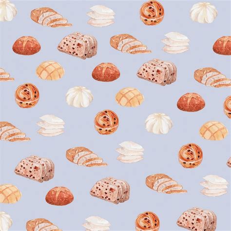 Premium Vector Pastel Color Watercolor Bread Seamless Pattern