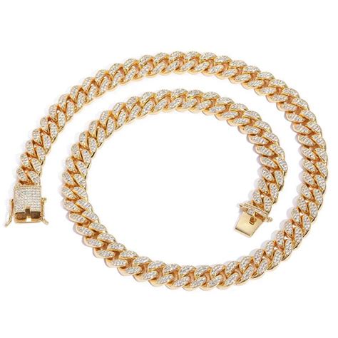 Extra Shiny Big Iced Out Miami Cuban Link Chain For Men Width 12mm Hip