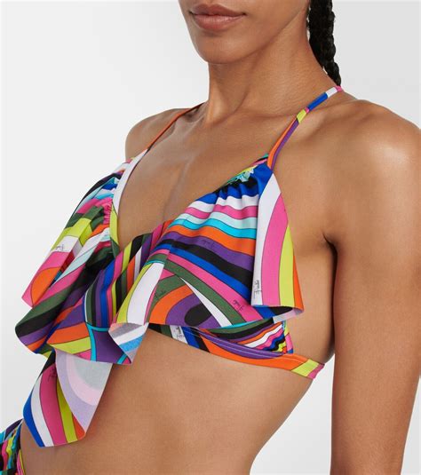 Pucci Printed Ruffled Bikini Top Emilio Pucci