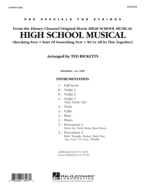 High School Musical - Full Score by Ted Ricketts - Score - Digital Sheet Music | Sheet Music Plus