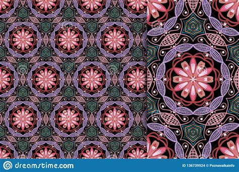 Color Oriental Del Vintage Del Modelo Ejemplo Mandala De La Flor