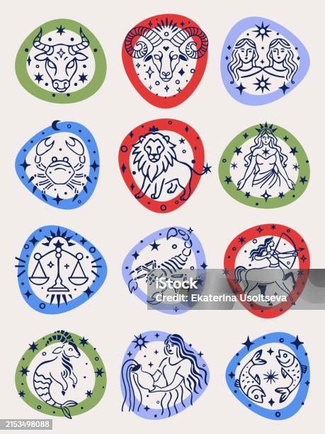 Set Of Zodiac Signs Hand Drawn Vector Illustration Stock Illustration