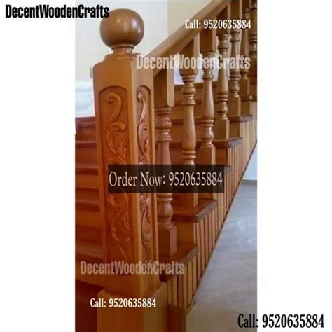 Can Be Modified Premium Staircase Designer Carved Wooden Railing Pillar