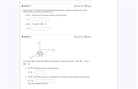 Solved Question 1 10 Pts 1 Details Find All Vectors In