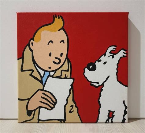 Tintin and Milou Snowy Painting Tintin Comic Painting 8x8 | Etsy