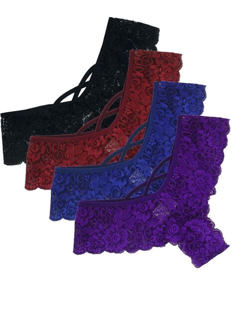 LilyLLL Womens Seamless Lace Underwear Short Lingerie Thong Panties Packs Walmart