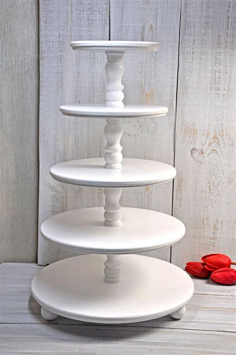 Desmontable 5 Niveles Torre De Cupcakes De Madera Blanca Para Boda Clásica Elegante Base Para