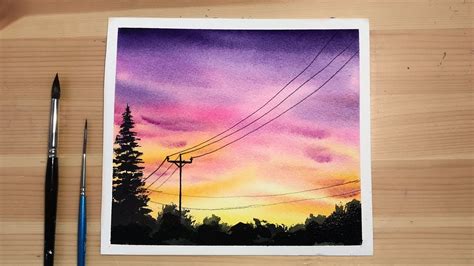 Sunset Beginner Simple Easy Watercolor