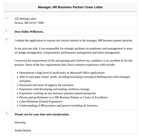 Manager Hr Business Partner Cover Letter Velvet Jobs