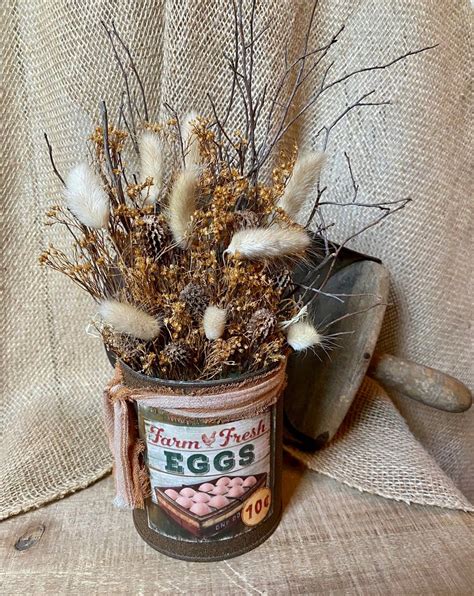 Primitive Tin Can Primitive Kitchen Decor Rustic Home Decor Etsy