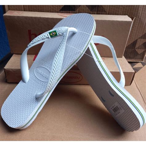 Havaiana Brasil Chinelo Branco Original Aqui Shopee Brasil