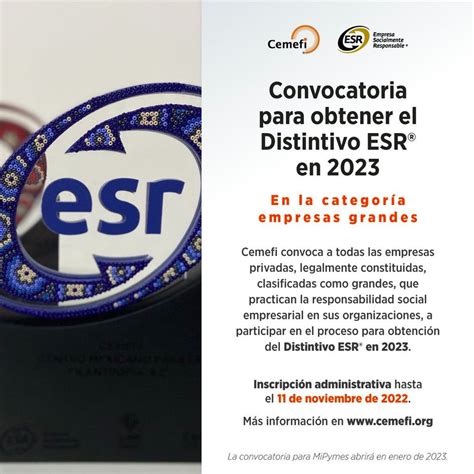 Cemefi Convoca Para Obtener El Distintivo Esr En