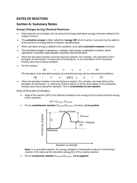 Rates of Reactions Notes and Practice Questions | PDF | Reaction Rate ...