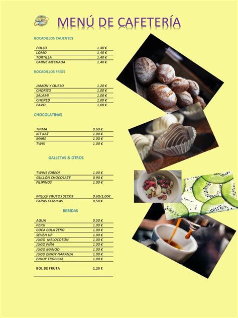 Menú Cafetería | PDF