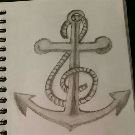 My drawing of an anchor with the rope in the form of a treble clef ...