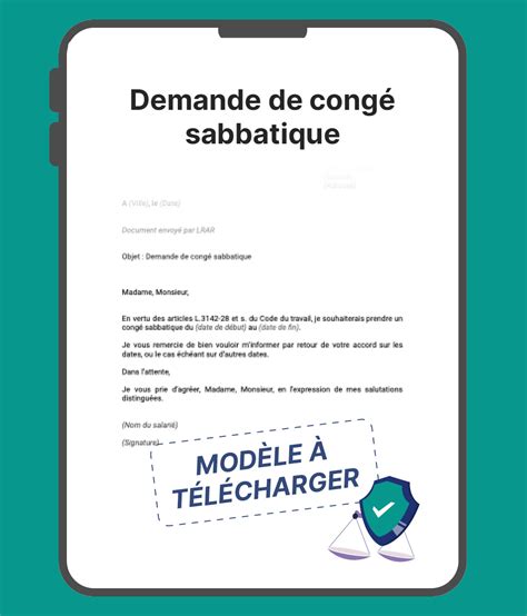 Demande De Cong Sabbatique Mod Le Gratuit T L Charger