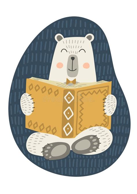 Cute Polar Bear Readimg Book. Stock Vector - Illustration of bear, studying: 139730423