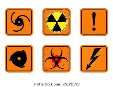 Vector Set Orange Warning Signs Stock Vector (Royalty Free) 260231798