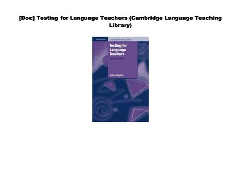 Pdf Testing For Language Teachers Cambridge Language Teaching Libr